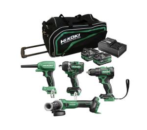 VERKSTADSPAKET HIKOKI MED 4 ST MASKINER, 2 ST BATTERIER MULTIVOLT, LADDARE & VÄSKA. 18-36V