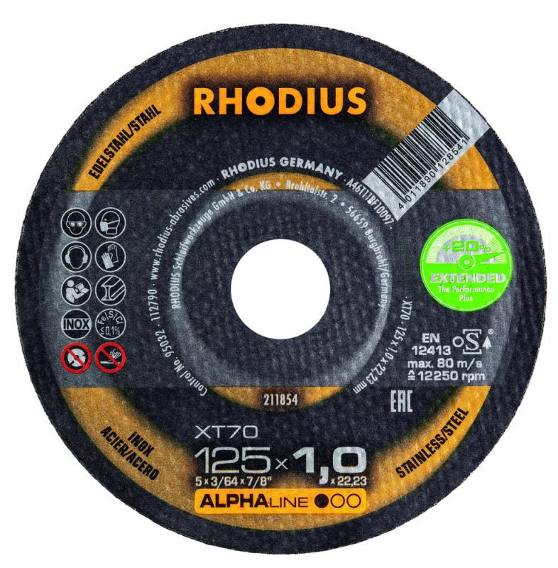 KAPSKIVA RHODIUS XT70 125X1.0MM, BURK MED 12ST