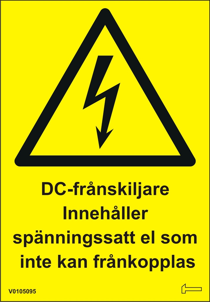 Dekal - DC-Frånskiljare innehåller spänningssatt el...