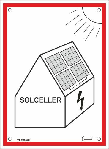 Skylt - Solcellsanläggning, röd ram