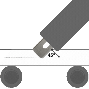 Sollex cutting angle illustration 45 degrees razor blade orientation