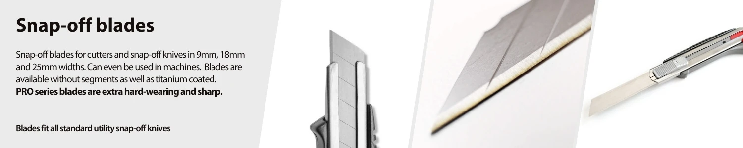 Lames sécables 9 mm, 18 mm, 25 mm pointues pour emballage à 30 degrés avec revêtement en titane - Sollex