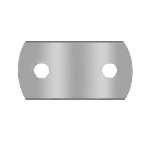 Rounded industrial razor blade 2 holes ceramic-coated 43x22x0.13mm for slitting white plastic films with additives