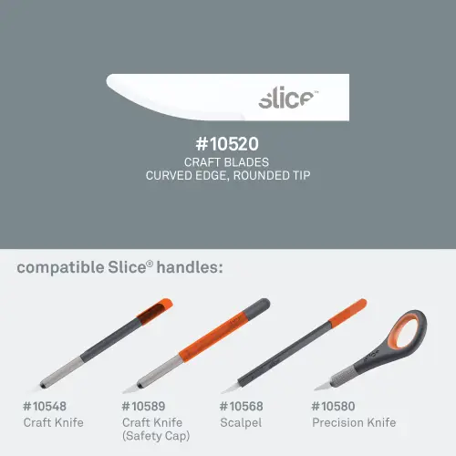 Slice Craft blade 10520, curved edge, rounded tip and compatible knife handles