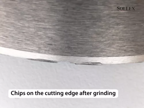 12. Inferior regrinding quality - Chips on the cutting edge after grinding - Sollex