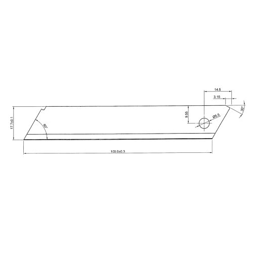 Drawing of knife blade 180LUS - Sollex