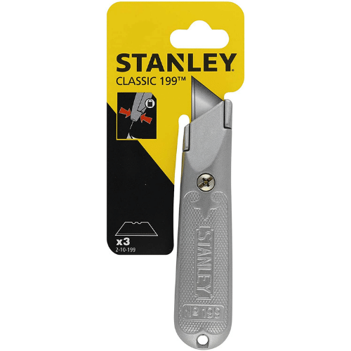 Stanley 199E ribbed utility knife grey in a package