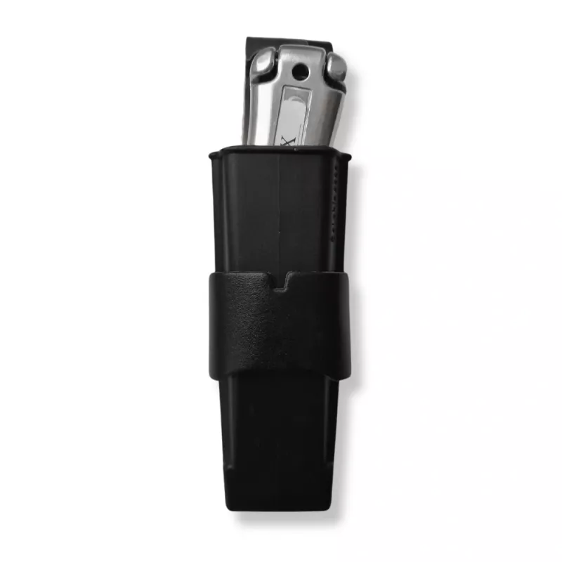 Leather holder for utility knife in a sheath that can be hung on your pants belt and your knife will be firmly secured - Sollex