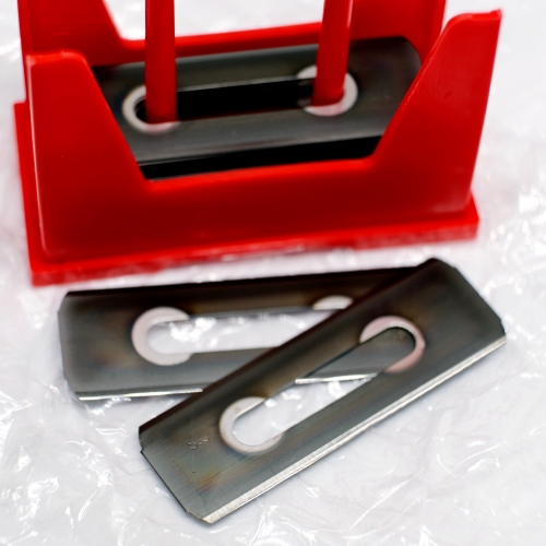 Sollex 5X slotted blades completely coated with ceramic extra durable to cut PIR PCR plastic film, stretch film, Agri Film, Foil, Flexible Material