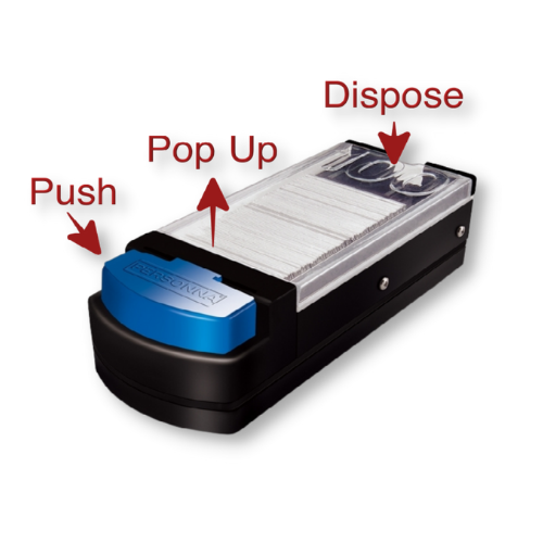 Lames industrielles renforcées 62-100P pour gratter la peinture, la saleté - 100 pièces dans une boîte en plastique avec bouton pop-up - Sollex