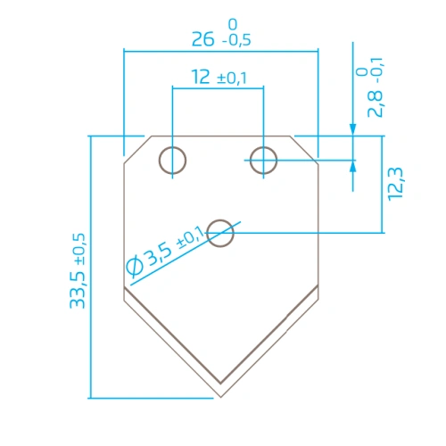 Spetsblad för industrier Martor 761.08 för att skära, perforera flexibla material - Mått - Ritning