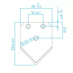 Point blade for industries Martor 761.08 for cutting, perforating flexible materials - Dimensions - Drawing