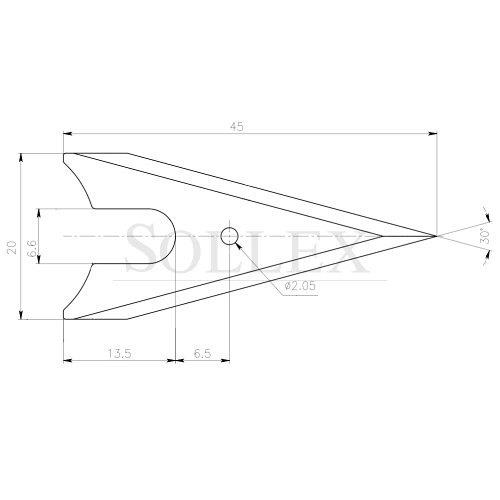 Ritning av 825V spetsig kniv - Sollex