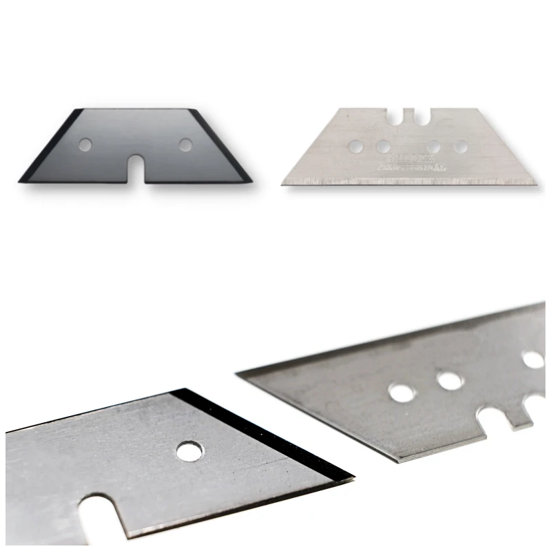 Martor 614 skiljer sig från ett vanligt trapetsblad genom att det har två skärande sidor i stället för en lång nedre sida som är slipad för skärning - Sollex blogg