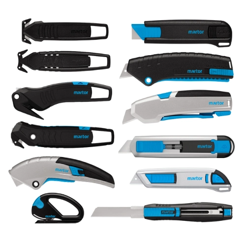 Kit 992 avec 12 couteaux de sécurité Martor Secumax, Secunorm, Secupro que vous pouvez emprunter et tester pour choisir l'option la mieux adaptée - Sollex