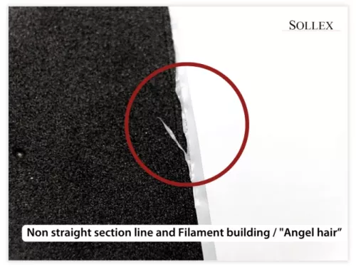 9. Non straight section line and Filament building / "Angel hair” when slitting plastic film - Sollex blog