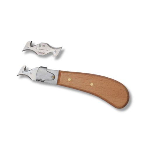 Tiny blade with hooks on the ends and a linoleum knife - Sollex