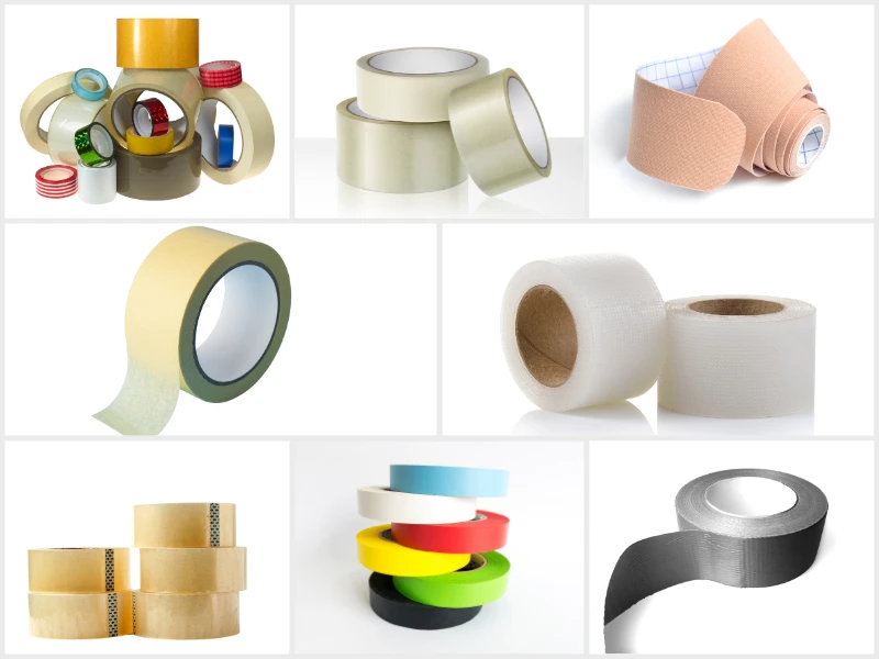 Adhesive tape types - Tape made of paper, plastic film, cloth, foam, foil, etc - Sollex