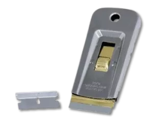 Grattoir à clic pour le nettoyage des vitres, le récurage et le grattage avec des lames de rasoir renforcées à simple tranchant - Sollex