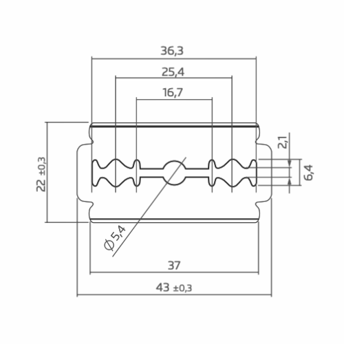 Industrial razor blade with Gillette slots, Martor 35020 - Drawing - Sollex