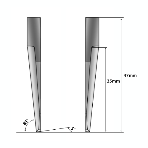 Dimensions of Sollex flat oscillating knife like Zund Z69 5204302 for flatbed cutting tables