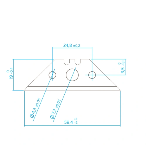 Martor knife blade 42063 dimensions drawing - Sollex
