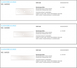 Martors skrapblad 64060, 64080, 64100 och 64120 utgår och ersätts av Sollex produkter