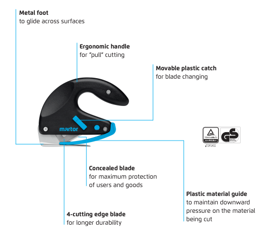 Martor Secumax Opticut 436 säkerhetskniv tejpskärare fördelar - Sollex