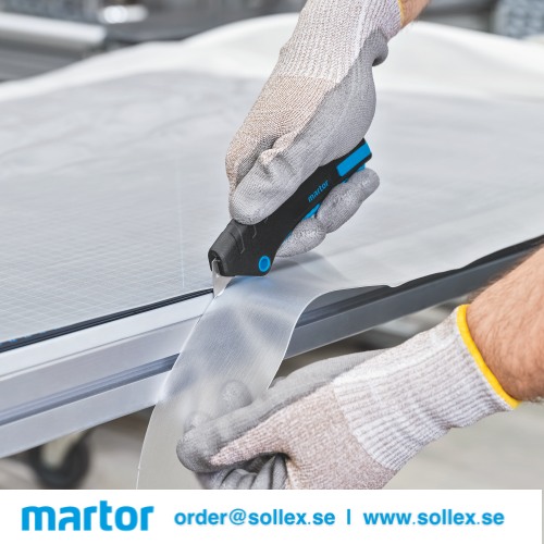Martor Secunorm Mizar safety knife 125001 cuts rubber foil plastic - Sollex