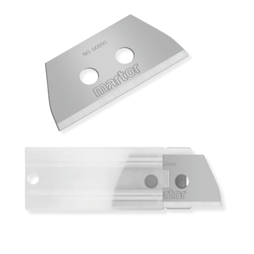 Martor Trapezoid Blade 60095.70, Deep Edged, 2-sided ground edge, rounded blunt tip in a transparent pack - Sollex