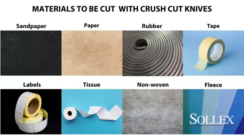 Materials to cut with crush cut knives - Sollex