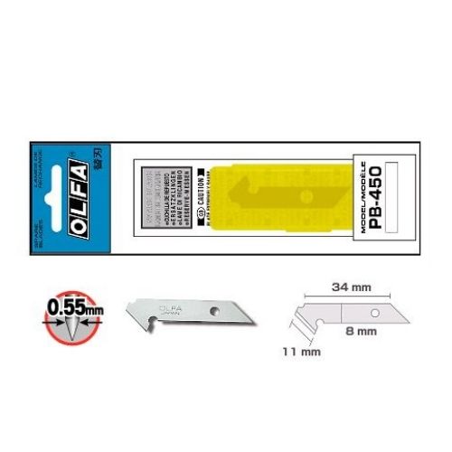 Olfa PB 450 knife blades in a plastic case - Sollex