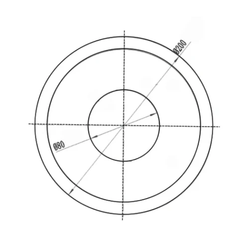 Överkniv RDD Ø200x80mm - ritning - Sollex cirkelknivar, tallriksformade