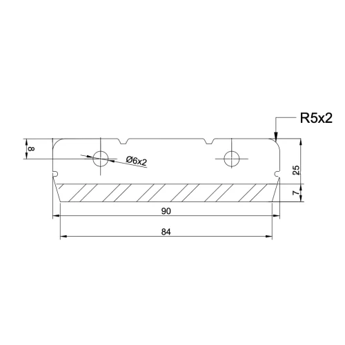 Giljotinkniv för att skära rör, slangar, tuber 90 x 32 x 2mm - mått ritning - Sollex