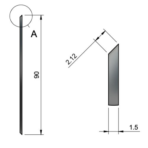 Circular knife P855-1 Ø90mm - Side view - Drawing - Sollex