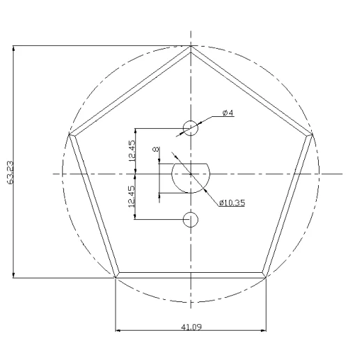 Pentagonkniv i hårdmetall för maskiner för tillverkning av säckar och påsar - Sollex P877 ritning