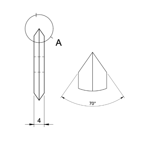 Extremvass cirkelkniv r28x6xx4-70 - ritning - Sollex