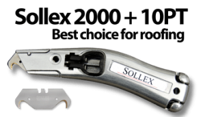 Roofing knife 2000 and utility hook blade 10pt with titanium coating for professionals - Cut roofing felt - Sollex