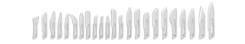 Types de lames de scalpel pour scalpels, canifs, couteaux de précision et couteaux de loisirs - Sollex