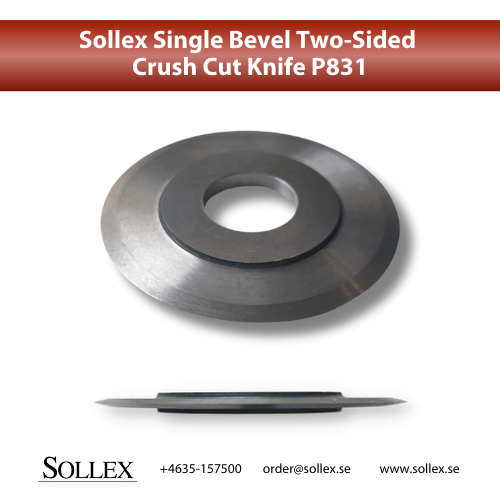 Single ground bevel 1-sided industrial crush cut circular knife Sollex P831