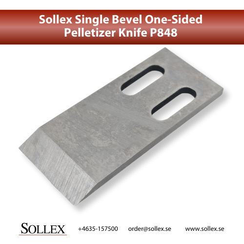 Single ground bevel 1-sided industrial pelletizing blade knife - Sollex P848