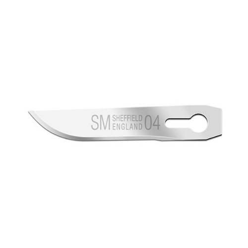 Lame de scalpel Swann-Morton SM04 04 pour scalpels Swann-Morton manche 3, 3L, 3 Granulated, 5B, 7, 9, B3 et B3L - Sollex