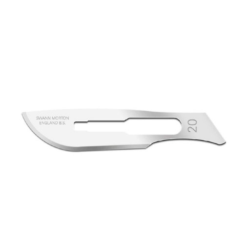 Swann Morton non-sterile scalpel blades SM20 20 for Swann-Morton handles 4, 4L, 4 Granulated & 6B - Sollex