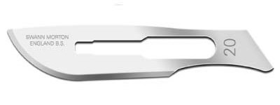 Scalpel Blade from Swann & Morton that is curvy, used in surgery