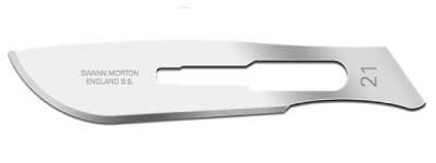 curved Swann & Morton scalpel blades are used in surgery