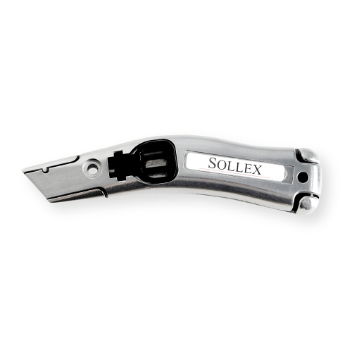 Buy Sollex utility dolphin knife 2000 in metal for professionals to cut building materials, roofing felt, drywall, insulation, etc.