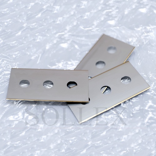 Hållbara industrirakblad trehålsblad raka med titanium belagda skäreggar för att skära plast - Sollex