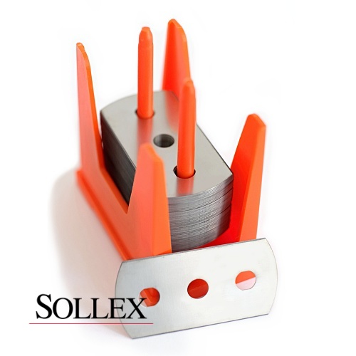 SOLLEX rounded razor blades for cutting plastic film, foil in slitter rewinder cutter machines