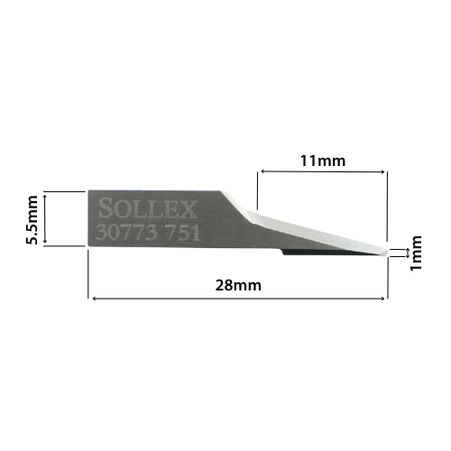 Drawing and dimensions of Sollex oscillating CNC knife 30773 similar to Atom 01030773 blade