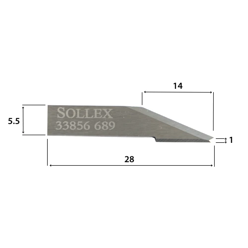 Drawing and dimensions of Sollex oscillating knife 33856 similar to Atom 01033856 blade